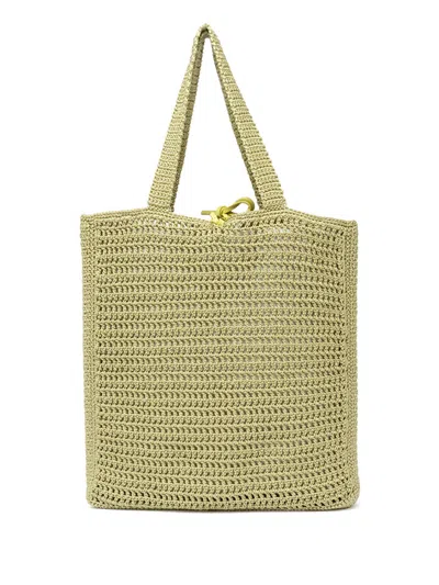 Gianni Chiarini Vittoria Yellow Shopping Bag In Crochet Fabric