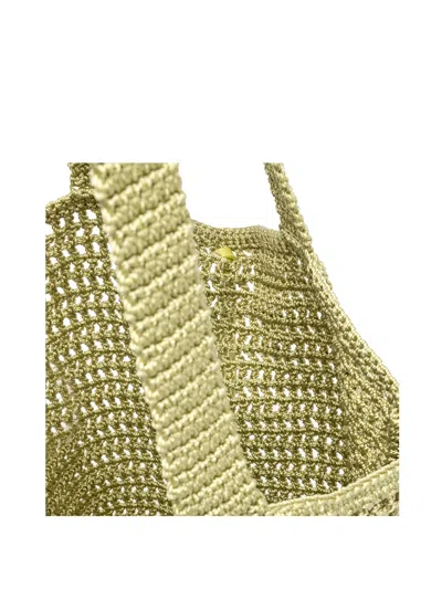 Gianni Chiarini Vittoria Yellow Shopping Bag In Crochet Fabric