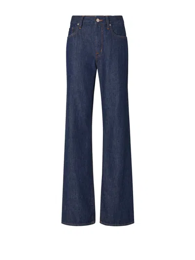 Jacob Cohen Wide Leg Jeans In Dark Blue Denim