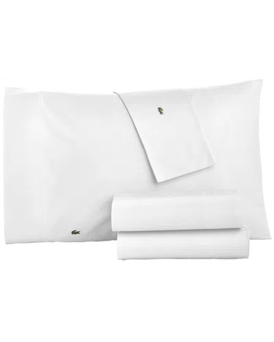 Lacoste 180 Thread Count Center Line 3pc Cooling Sheet Set In White