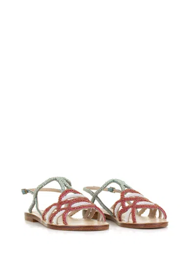 Maliparmi Leather Sole Sandals With Handmade Embroidery
