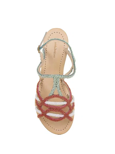 Maliparmi Leather Sole Sandals With Handmade Embroidery