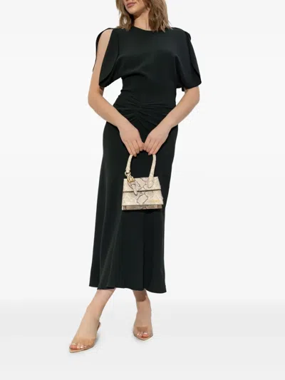 Victoria Beckham Waist Gathered Midi Dress With Ruched Detailing