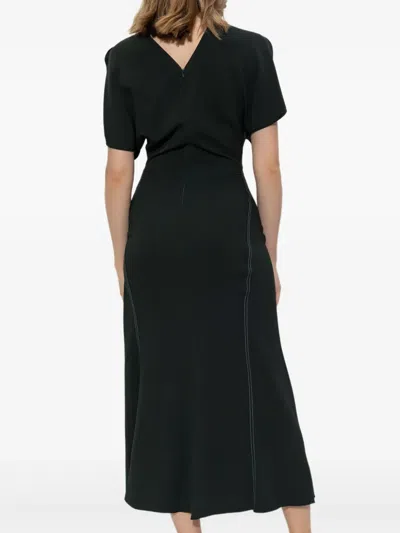 Victoria Beckham Waist Gathered Midi Dress With Ruched Detailing