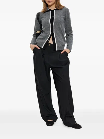 Marni Virgin Wool Cardigan With Contrasting Collar In Gray