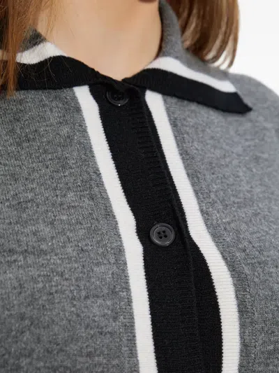 Marni Virgin Wool Cardigan With Contrasting Collar In Gray