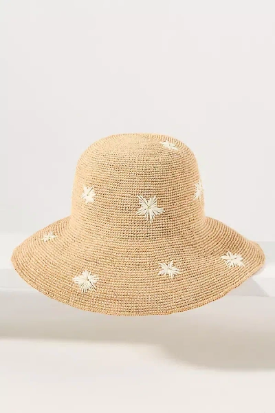 Cheveux Corp. Embroidered Flower Straw Bucket Hat
