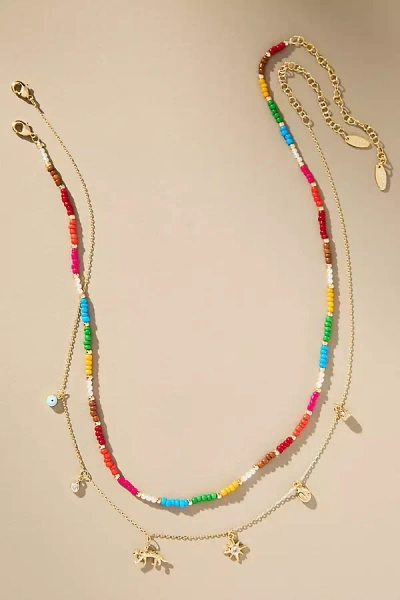 By Anthropologie Beaded Charm Layered Necklace
