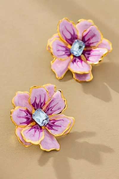 The Pink Reef Small Handpainted Jewel Box Flower Earrings