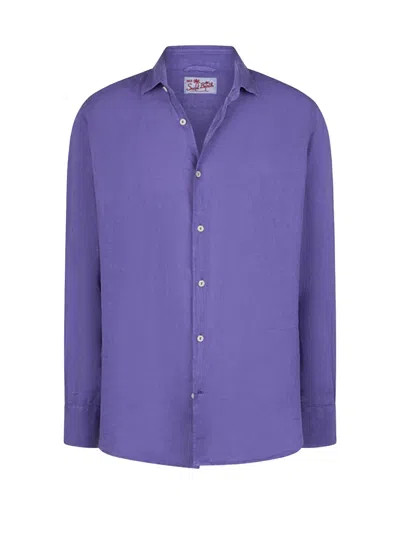 Mc2 Saint Barth Man Purple Linen Shirt Pamplona