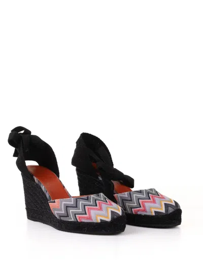 Missoni Espadrilles In Chevron Fabric With Wedge And Ankle Laces