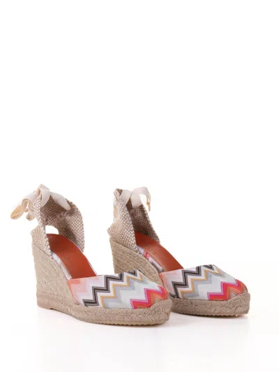 Missoni Espadrilles In Chevron Fabric With Wedge And Ankle Laces