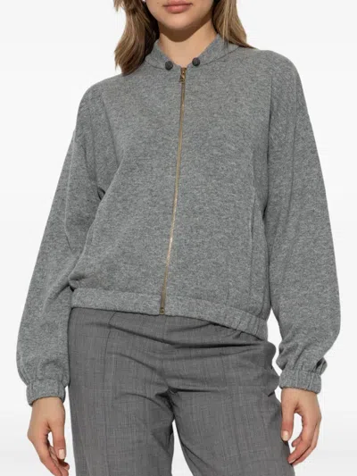 Fabiana Filippi Long-sleeved Sweater In Gray