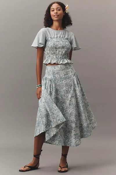 By Anthropologie Linen Midi Skirt