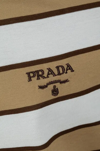 Prada Striped Polo Collar T-shirt