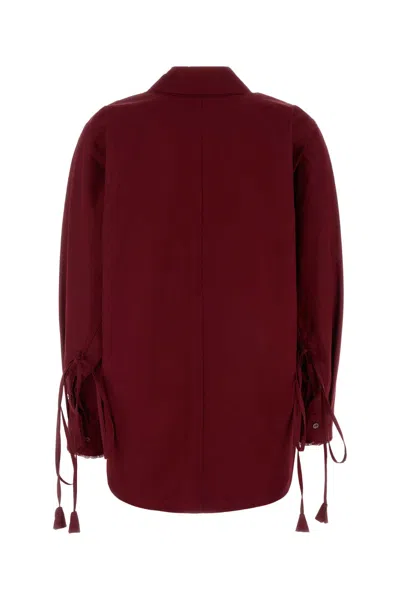 Gucci Womens Rosso Ancora Embroidered Drawstring-sleeves Cotton-poplin Shirt