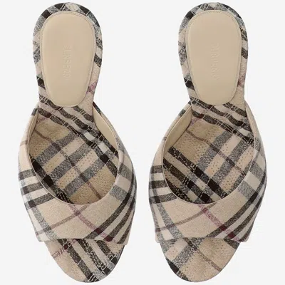 Burberry 90mm Lf Mews Check Textile Mules