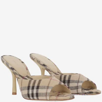 Burberry 90mm Lf Mews Check Textile Mules
