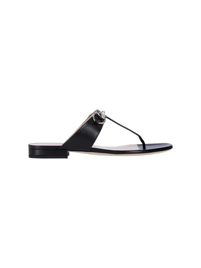 Gucci Women's Flip-flops With Leather Clamp Sandal