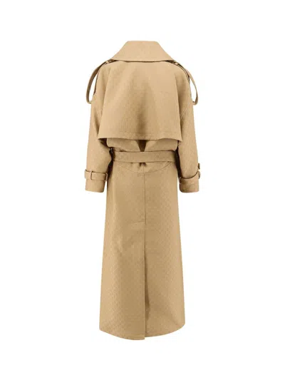 Gucci Wool And Silk Crepe Coat With All-over Gg Motif