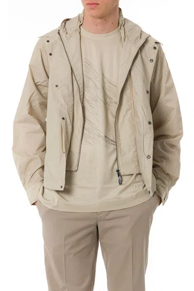 Emporio Armani Nylon Jacket With Adjustable Hem And Detachable Hood