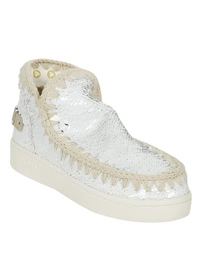 Mou Eskimo New Low Heels Ankle Boots In White Synthetic Fibers