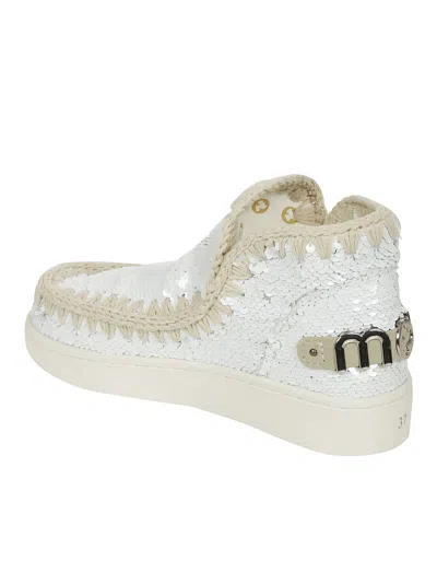 Mou Eskimo New Low Heels Ankle Boots In White Synthetic Fibers