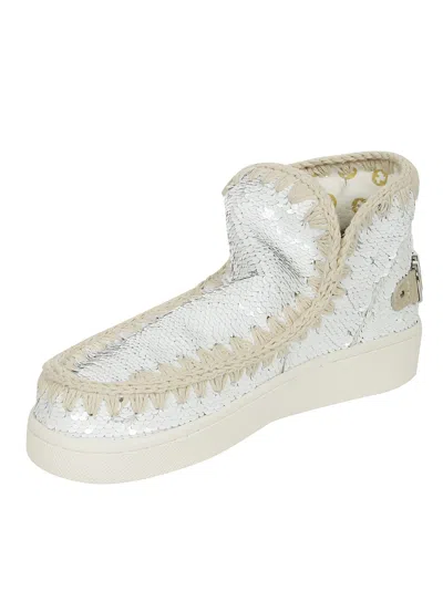 Mou Eskimo New Low Heels Ankle Boots In White Synthetic Fibers