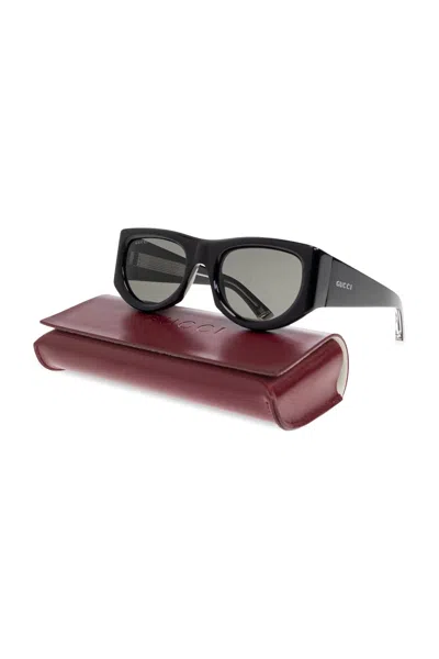 Gucci Rectangular Sunglasses In Glossy Black