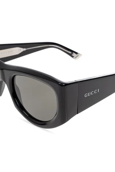 Gucci Rectangular Sunglasses In Glossy Black