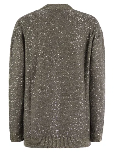 Fabiana Filippi Sequin Cotton Ribbon V Neck Cardigan