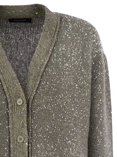Shop Fabiana Filippi Sequin Cotton Ribbon V Neck Cardigan