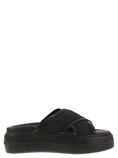 Hogan Cross Strap Platform Sandals In Black