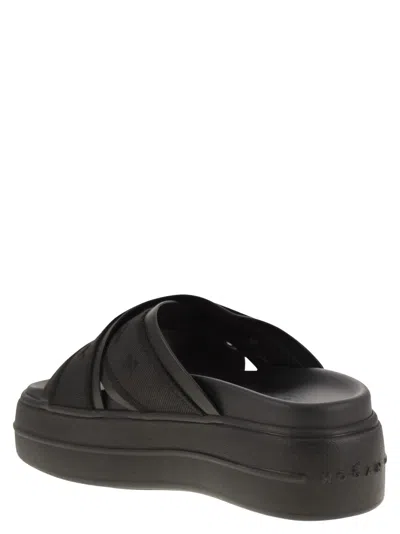 Hogan Cross Strap Platform Sandals In Black