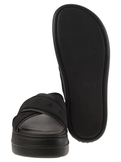 Hogan Cross Strap Platform Sandals In Black