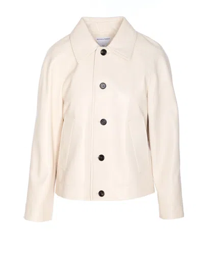 Bottega Veneta Leather Collared Jacket With Front And Lateral Pockets