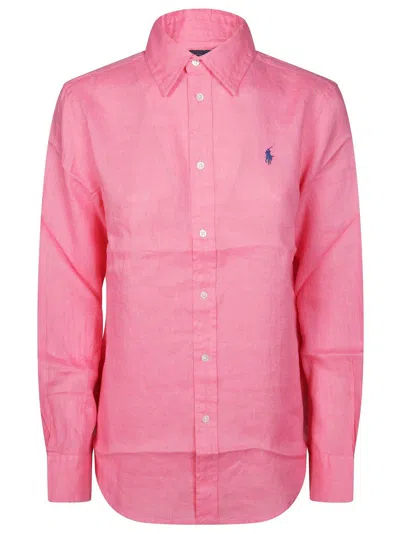 Shop Polo Ralph Lauren Logo Embroidered Curved Hem Polo Shirt