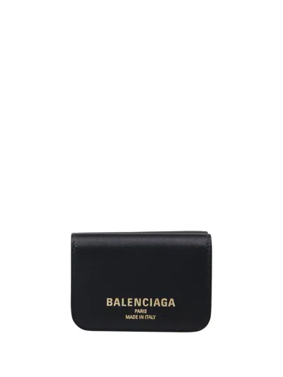 Balenciaga Mini Leather Cash 2.0 Trifold Wallet In Black