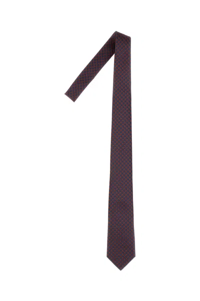 Gucci Embroidered Silk Tie In Burgundy