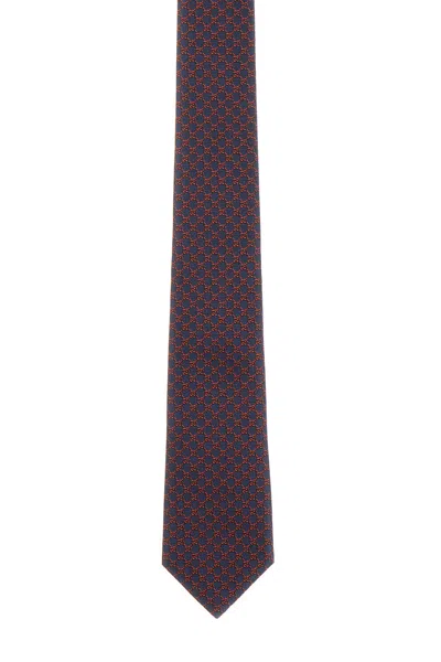 Gucci Embroidered Silk Tie In Burgundy