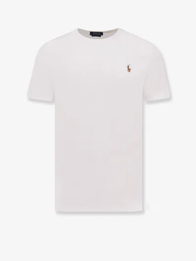 Polo Ralph Lauren Cotton T-shirt With Logo Embroidery In Neutral