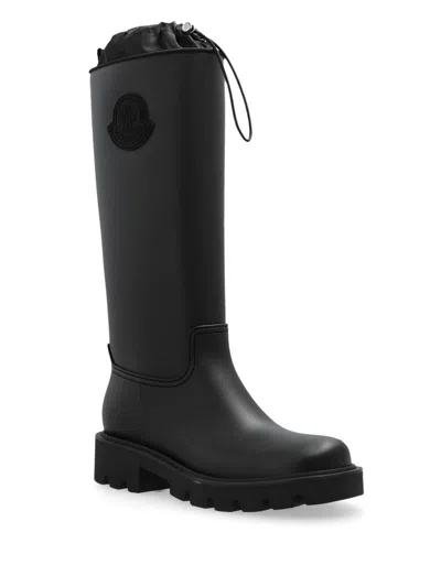 Moncler Kickstream High Rain Boots, Women, Black, Size: 41