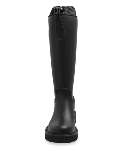 Moncler Kickstream High Rain Boots, Women, Black, Size: 41