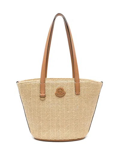 Moncler Beige Small Hubba Raffia Tote Bag