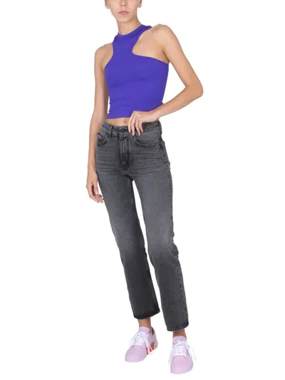 Off-white Asymmetric Cropped Top Logo Embossed