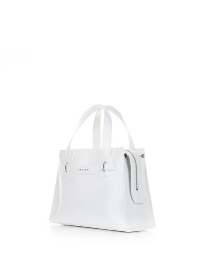 Orciani Posh Medium White Handbag With Shoulder Strap
