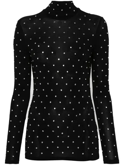 Rabanne Embellished Fitted Turtleneck Long Sleeve Top