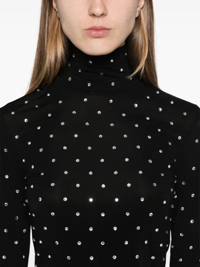 Rabanne Embellished Fitted Turtleneck Long Sleeve Top
