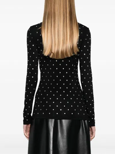 Rabanne Embellished Fitted Turtleneck Long Sleeve Top