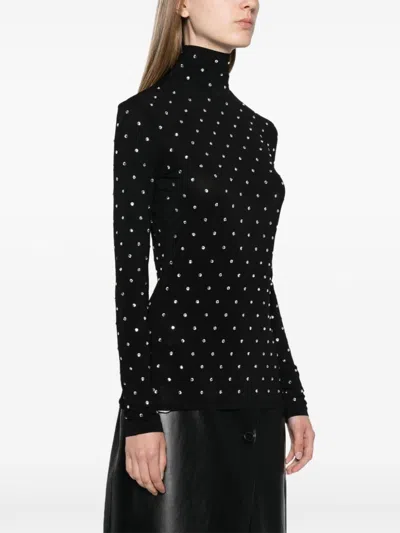 Rabanne Embellished Fitted Turtleneck Long Sleeve Top